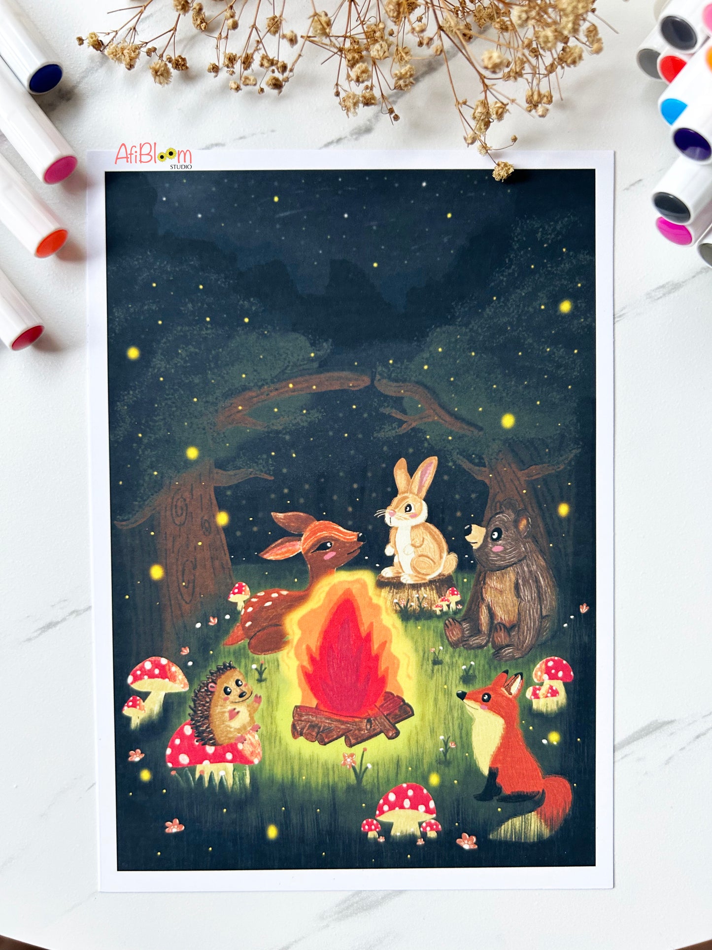 Campfire Stories A5 Art Prints | Whimsical Woodland